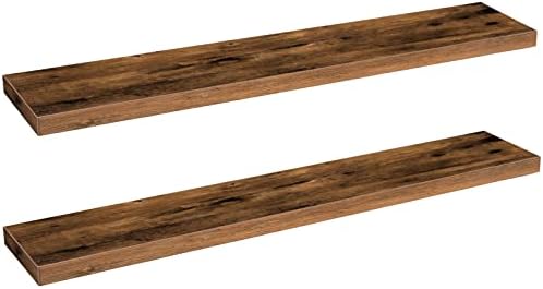 HOOBRO Floating Shelves for Wall, Wall Mounted Shelf Set of 2, 47.2" Hanging Shelf with Invisible Brackets, for Wall Sto