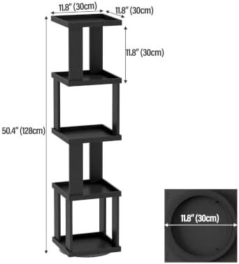 TUTOTAK 5-Tier 360°Rotating Bookshelf, Narrow Book Shelf, Corner Bookcase