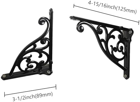 Heavy Duty Solid Stand,5 Inch 4 Pack Black,Right Angle Wall Panel Support Bracket,Decorative Shelf Bracket,Heavy Duty Vi