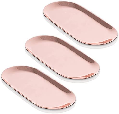 Rose Gold Stainless Steel Tray Set of 3, 11 Inch Large Vanity