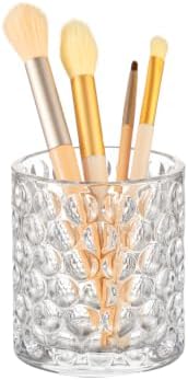DASITON Glass Makeup Brush Holder, Bathroom Toothbrush Holders, Desk Pen Pencil Holder, Vintage Makeup Brush Cup, Multif