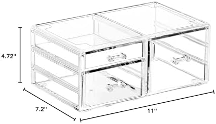 Cq acrylic Stackable Make Up Organizing With 3 Drawers,Clear Drawer Organizer for Vanity Counter, Plastic Makeup Storage