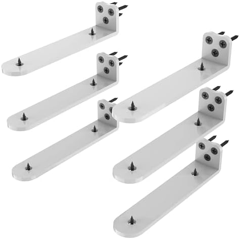 8Inch White Heavy Duty Floating Shelf Bracket 6 Pack 3-Hole Mount