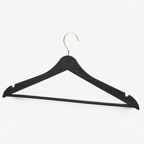 24 Pieces Black Wood Look Plastic Hangers Clothes Clothes Shirt Hanger with Gold Hooks