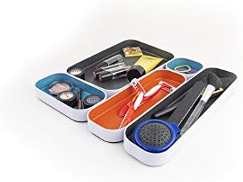 Three by Three Seattle Metal Drawer Organizer Tray Set, 5-Pc, 1" (Gray Mix)
