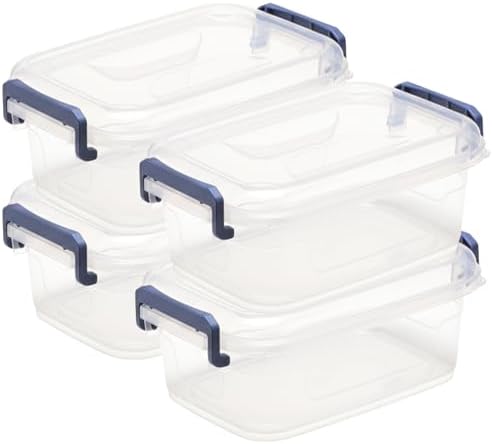 Tribello Plastic Small Storage Bins with Lids, Clear Stackable Storage Containers 2.5Q - 4 Pack