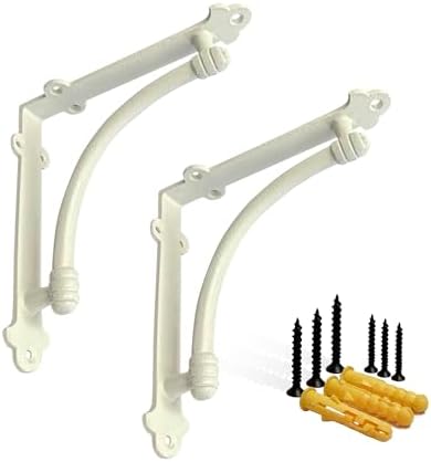 NACH Decorative Shelf Brackets, 2 Pack of 7 x 1.5 x 7 inch White Cast Iron Shelf Brackets - Decorative Brackets White - 