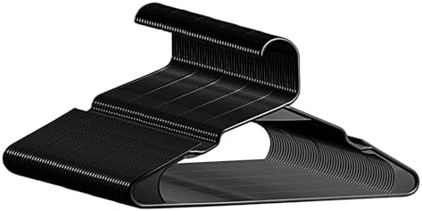 Plastic Hangers - 50 Pack, Durable Space Saving for Everyday Use and Dorm Room Essentials - Black