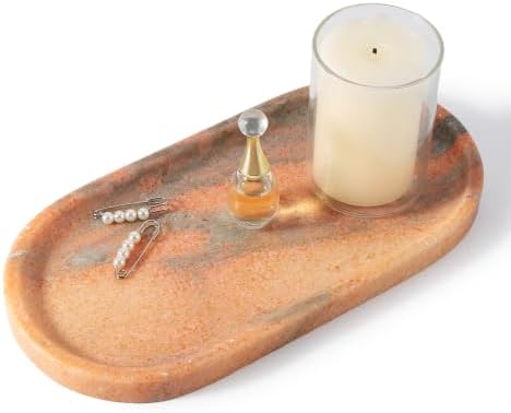 Koville Natural Marble Tray for Bathroom Countertop, Vanity Tray for Decor