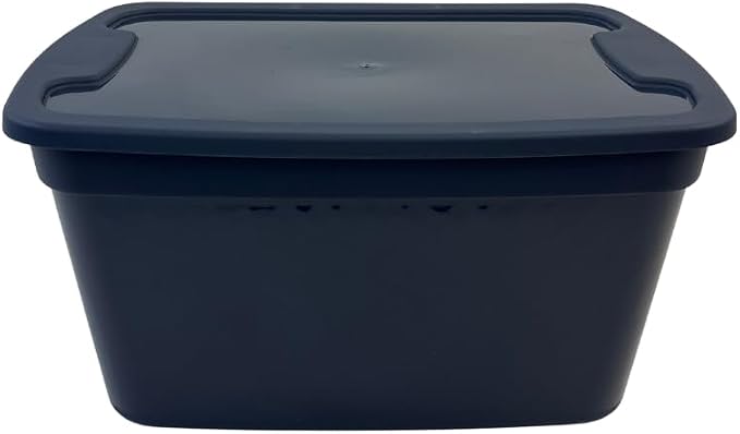 Edge Plastics Classic Storage Tote, durable storage in for home or garage with secure snap lid designed for stacking (6, Ink, 5 Gallon)