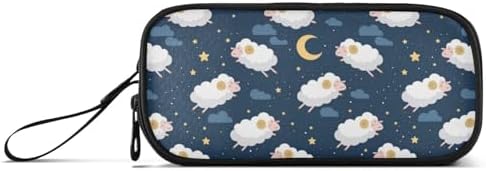 Wfrish Large Pencil Case,Cute Sheep Big Capacity Pencil Pouch 3 Compartments,Zipper Pencil Box, Back to School Supplies for Teen Girls Boy Student College Adults,Travel Essentials Blue
