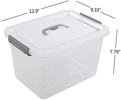 Jekiyo Clear Plastic Storage Bin, 12 Quart Latching Box with Lid, 1 Pack