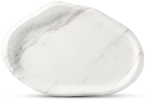 Koville Luxurious Natural White Marble Vanity Tray, Cloud Shape Serving Stone Key Tray for Home Decor, 10" x 7" Marble S