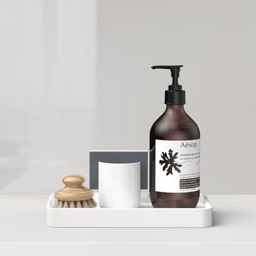Gurygo 2 Pack 8" Ceramic Vanity Tray - Kitchen Tray for Soap Bottles - Small Rectangular Vanity Tray for Bathroom - Vani