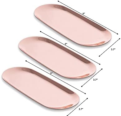 Rose Gold Stainless Steel Tray Set of 3, 9 Inch Medium Vanity