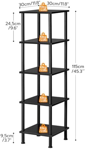 HOOBRO 5-Tier Corner Shelf Stand, Corner Square Rack Display Shelf, Tall Storage Rack Plant Stand, Corner Bookcase for S