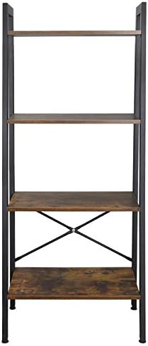 SUPER DEAL Industrial Ladder Shelf 4-Tier Bookcase Plant Book Display Furniture Storage Rack Shelf for Living Room Home 