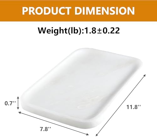 Karibiber Vanity Tray, 11.8inch Marble Bathroom Tray for Countertop, White Marble Bathroom Dresser, Stone Serving Tray f