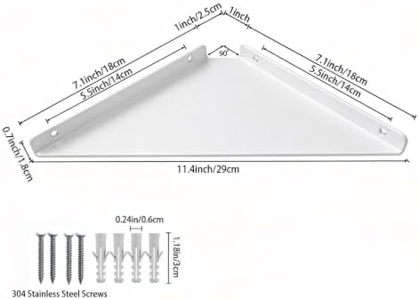 3.0mm Aluminum Alloy Corner Shelf Wall Mounted, for Bathrooms,Offices, Bedrooms,Kitchens,Dorm Rooms and Living Rooms (Wh