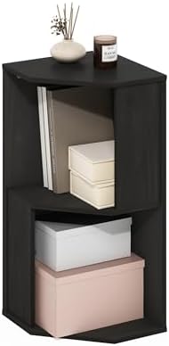 Furinno ECON Corner Shelf, 2-Tier Corner Book Shelf, Standing Storage Shelves, Cube Display Rack, Bookshelf, for Organiz