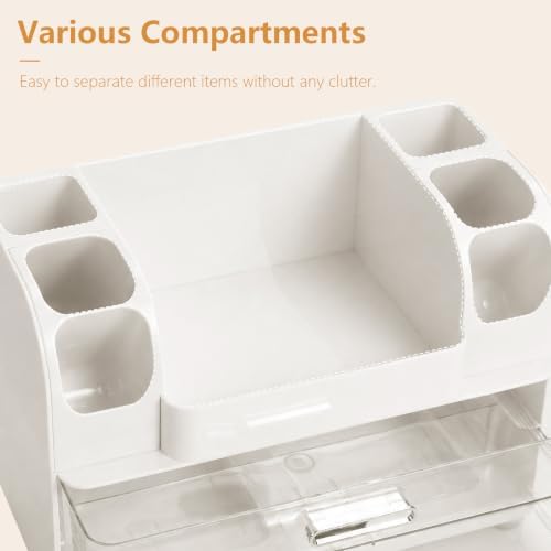 Makeup Organizer for Vanity with Brush Holder, Countertop Bathroom Cosmetic Organizer Skin Care Storage, Large Easy to S