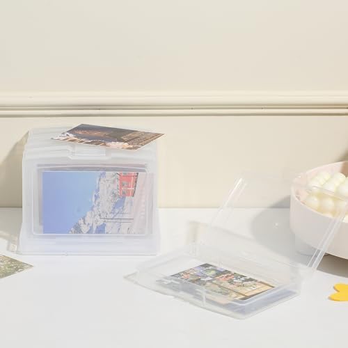 novelinks 6 Pcs 4"x6" Plastic Photo Storage Boxes with Tray (Clear 1Pack)