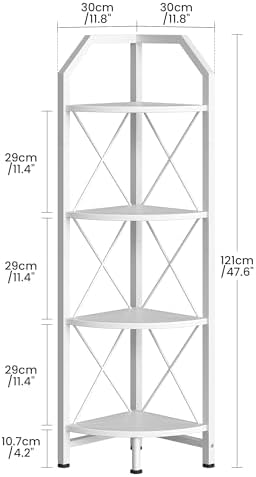 CHOEZON 4-Tier Corner Shelf, Industrial Corner Bookshelf, 47.6" Corner Storage Stand, Plant Stand Display Shelf, Corner 