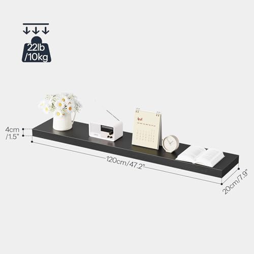 HOOBRO Floating Shelves for Wall, Wall Mounted Shelf Set of 2, 47.2" Hanging Shelf with Invisible Brackets, for Wall Dec