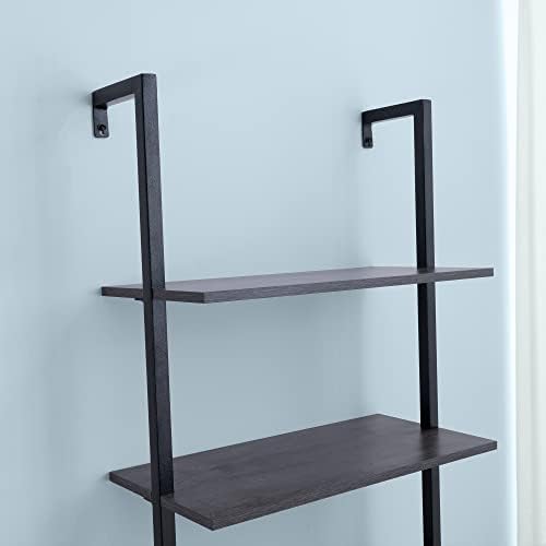 Molblly Modern Ladder Shelf Bookcase, 5-Tier Open Wall-Mounted Bookshelf with Stable Metal Frame, Stand Bookcase Open Di