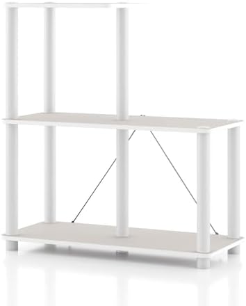 Homes: Inside + Out Apexa Modern 3-Cube Ladder Shelving Units, Collectibles Display Shelves, Easy Assembly Standing Shel