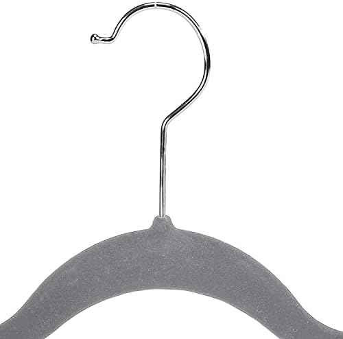 Simplify Velvet hangers - Plastic Hangers with Zink Hooks - Hangers for Pants, Shirts, Clothes - Grey - Pack of 6 - 0.16" x 16.93" x 9.06"