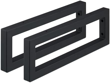 Relaxdays Wall Bracket, Set of 2, 45 cm, Steel, Shelf Brackets for Washbasin & Wall Shelf, Rectangular Shelf Console, Bl