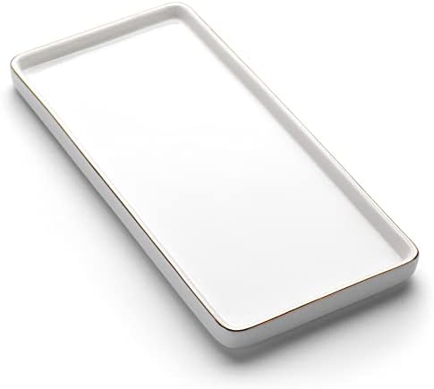 Gurygo 8" Bathroom Tray, Ceramic Vanity Trays for Bathroom, Small Ceramic Trays, Kitchen Soap Tray for Kitchen Counter (