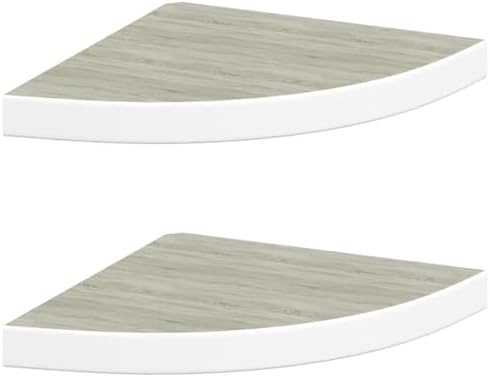 vidaXL Wall Corner Shelves 2 pcs Oak and White 13.7"x13.7"x1.4" MDF