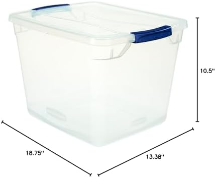 Rubbermaid Clever Store Latching Storage Tote Container, Clear, 30-Qt (FG3Q2500CLMCB)