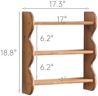 Vintage Wooden Wall Shelf, 100% Solid Wood 3 Tier Wall Shelves, Rustic Wall Mounted Home Decor Trinket Shelf Display She