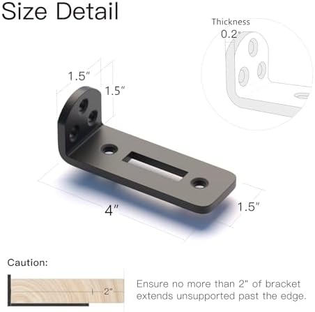 4 Pack 4 Inch Shelf Brackets, 1/5" Thick Heavy Duty Floating Shelf Bracket