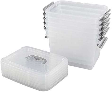 5 Quart Storage Box with Lid, 6 Packs Small Plastic Box Tote Bin