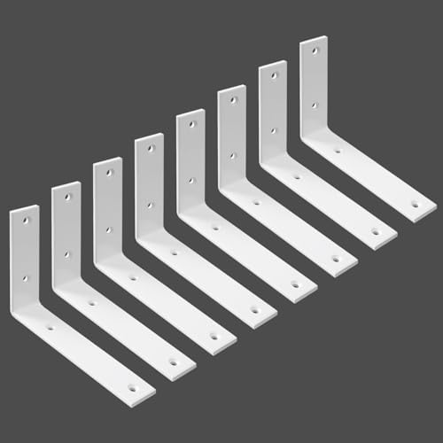 Shelf Bracket 8 Pack 5" Lx4 H 5mm Thick Heavy Duty White L Brackets