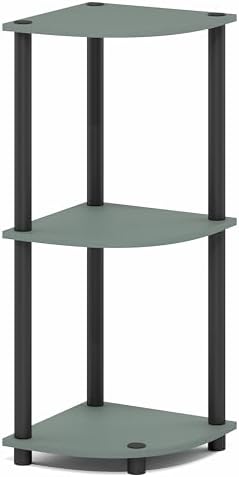 Furinno Turn-N-Tube Corner Shelf, 3-Tier Corner Bookshelf, Display Storage Shelves with Open Shelves, for Organization a