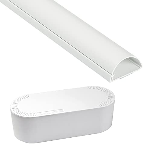 D-Line Cable Management Box (Large) & Large Cable Raceway Length 2" (W) x 1" (H) x 39" Length - White