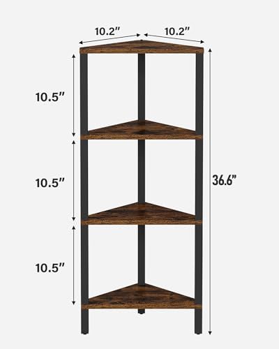 TUTOTAK Corner Shelf, 4-Tier Corner Bookshelf for Small Space