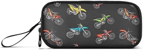 Fisyme Motocross Dirt Bike Black Pencil Case Large Capacity Pen Box Makeup Pouch Holder Organizer Stationery Bag for School Office College Traval