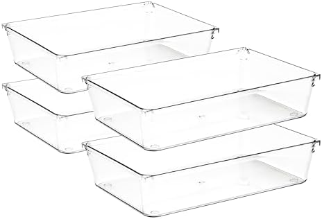 4 Pack Drawer Organizers, 6"X 9" Clear Acrylic Storage Bins