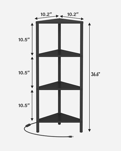 TUTOTAK Corner Shelf, 4-Tier Corner Bookshelf for Small Space