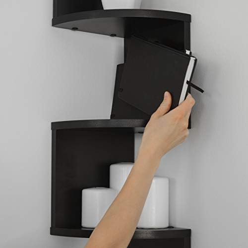 Danya B. XF11035BK Large Decorative 5-Tier Corner Floating Wall Mount Display Shelving Unit - Black