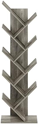 Furinno TREE Book Shelf, 9-Tier Bookshelf, Tree Bookcase with Angled Open Shelf, 8.4 x 15.7 x 50.9, Corner Shelf for Roo