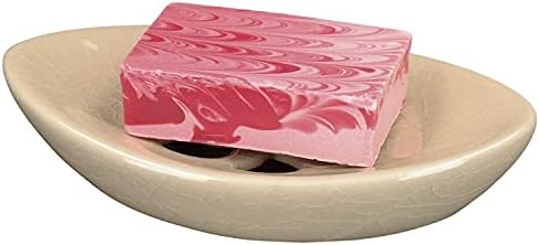 Ceramic Soap Dish with Self Draining Tray for Bar Soap, Bathroom, Kitchen (Ivory No.1)