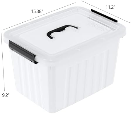 4-Pack Storage Bins with Latch Lids, Clear Plastic Storage Box, 18 L