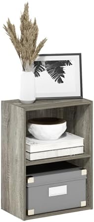 2-Tier Bookshelf, Cube Bookcase, Book Shelf, Cube Storage Organizer with Open Shelf, 9 x 16 x 21, for Home Office, Livin
